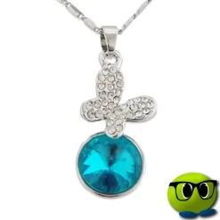 Collier Argenté Buterfly Et Pierre Bleue - Mrbulle
