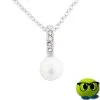 Sublime Collier Argenté à Pendentif Strass Et Perle Blanche Nacrée - Mrbulle -Magasin De Décoration 4895 photo