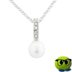 Sublime Collier Argenté à Pendentif Strass Et Perle Blanche Nacrée - Mrbulle