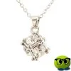 Collier Argenté Cube Gros Strass Blanc - Mrbulle