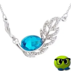 Parure Pendentif En Fleur Strass Et Pierre Bleue - Mrbulle