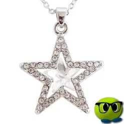 Collier Argenté étoile En Strass Très étincelant - Mrbulle