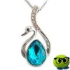 Joli Collier Argenté Avec Un Pendentif Cygne Bleu Turquoise Et Strass - Mrbulle