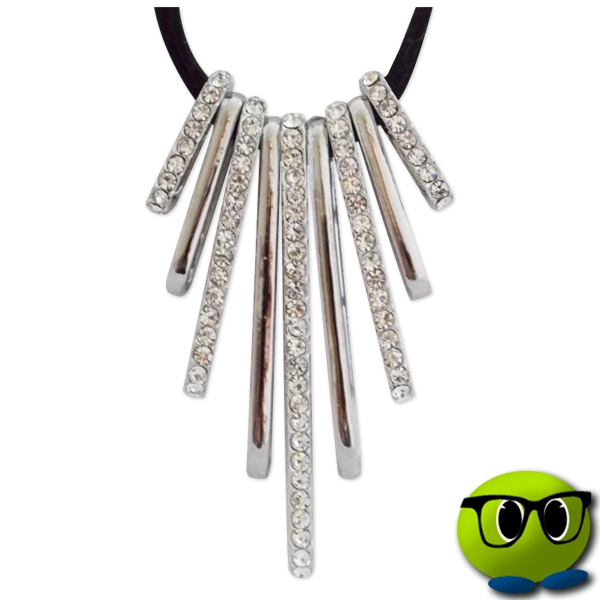 Magnifique Collier Long Avec Pendentif Argenté Strass - Mrbulle 4 Magnifique Collier Long Avec Pendentif Argenté Strass - Mrbulle – Image 2