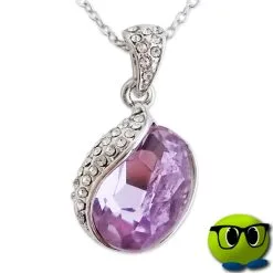 Collier Rayonnant à Pendentif Strass Et Fausse Pierre Mauve - Mrbulle