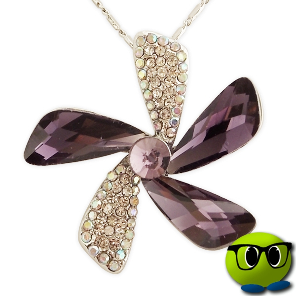 Brillant Collier à Fleur Strass Et Fausse Pierre Violette - Mrbulle 3 Brillant Collier à Fleur Strass Et Fausse Pierre Violette - Mrbulle
