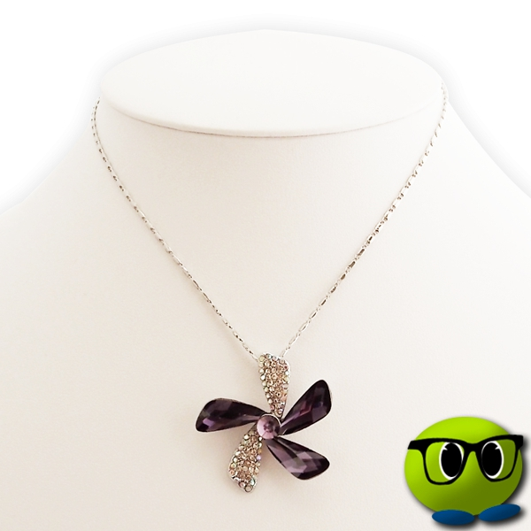 Brillant Collier à Fleur Strass Et Fausse Pierre Violette - Mrbulle 4 Brillant Collier à Fleur Strass Et Fausse Pierre Violette - Mrbulle – Image 2