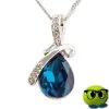 Collier Ravissant à Pendentif Goutte Bleu Et Strass - Mrbulle -Magasin De Décoration 6032 photo