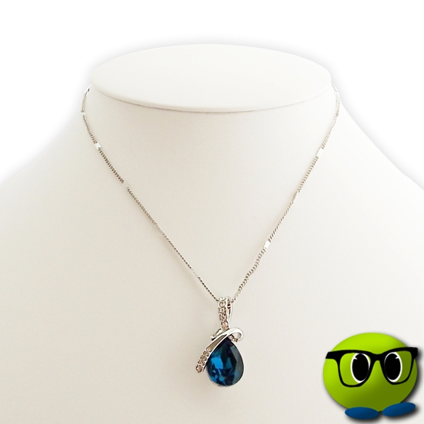 Collier Ravissant à Pendentif Goutte Bleu Et Strass - Mrbulle 4 Collier Ravissant à Pendentif Goutte Bleu Et Strass - Mrbulle – Image 2