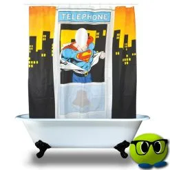 Rideau De Douche Superman Dans Une Cabine Téléphonique - Mrbulle