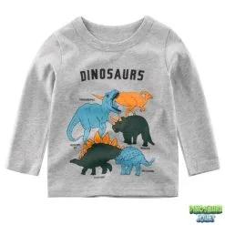 Dinosaure Jouet Tee Shirt Manche Longue Dinosaure Gris