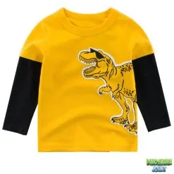 Dinosaure Jouet Tee Shirt Manche Longue Dinosaure Jaune
